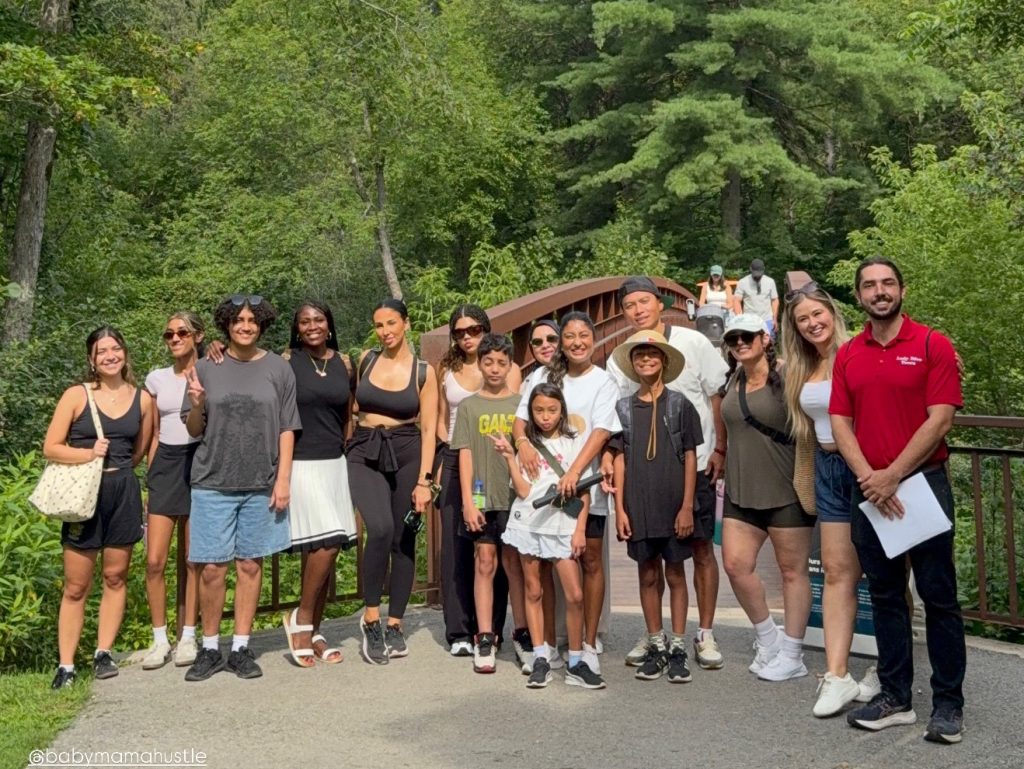 a group of tourists on a hiking trail in the Gatineau Park